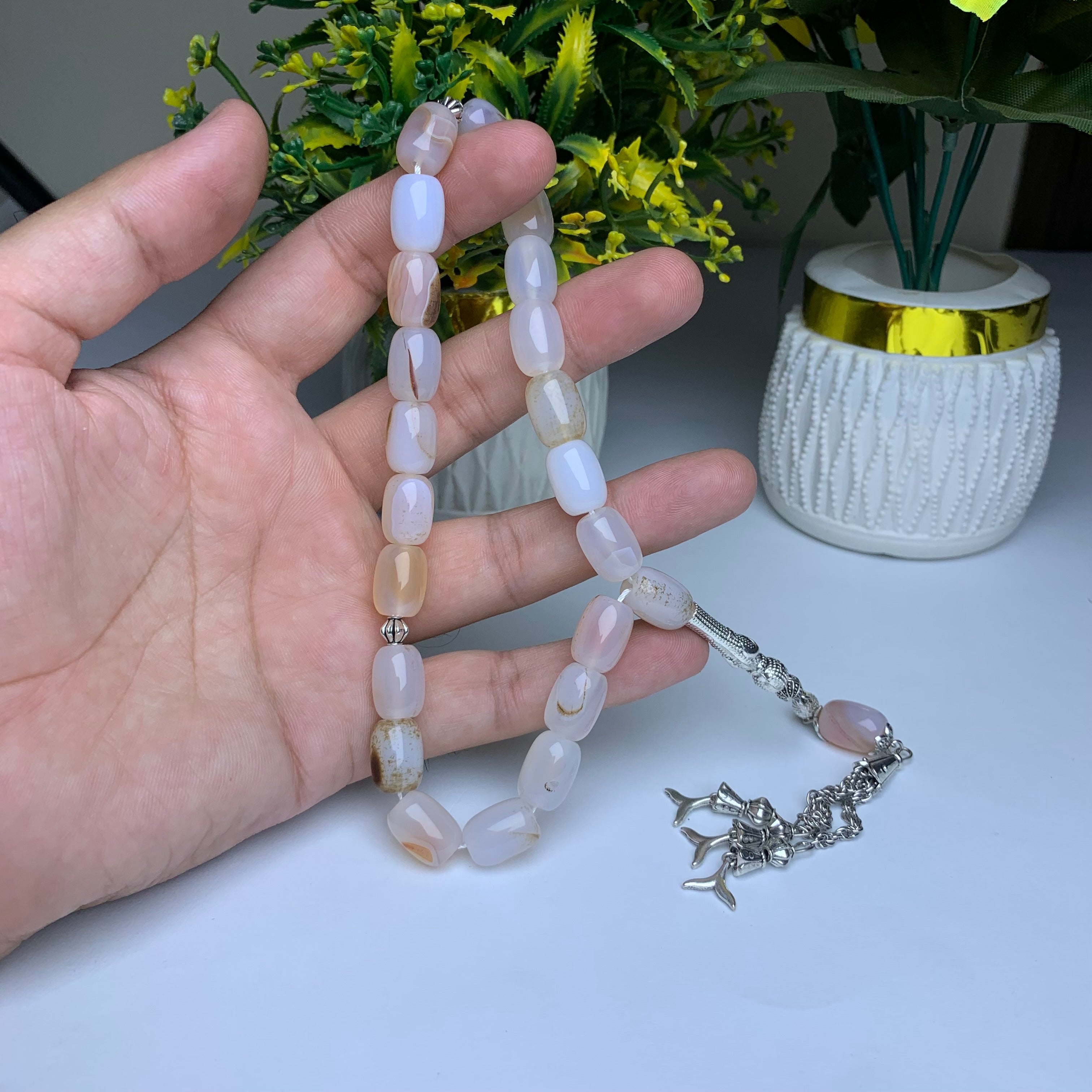 Shejri Aqeeq Tasbih – Premium Handmade Natural Agate Prayer Beads