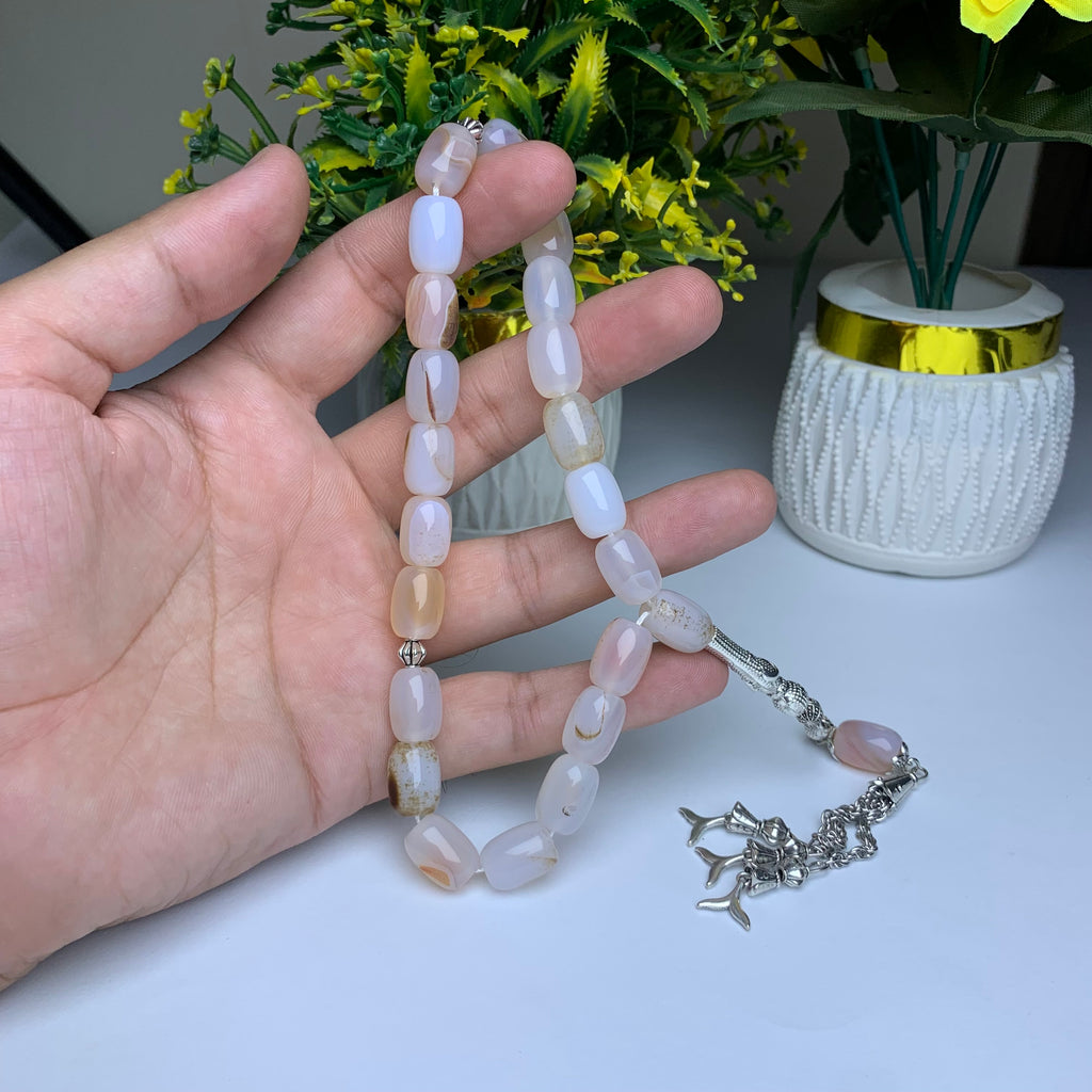 Shejri Aqeeq Tasbih – Premium Handmade Natural Agate Prayer Beads