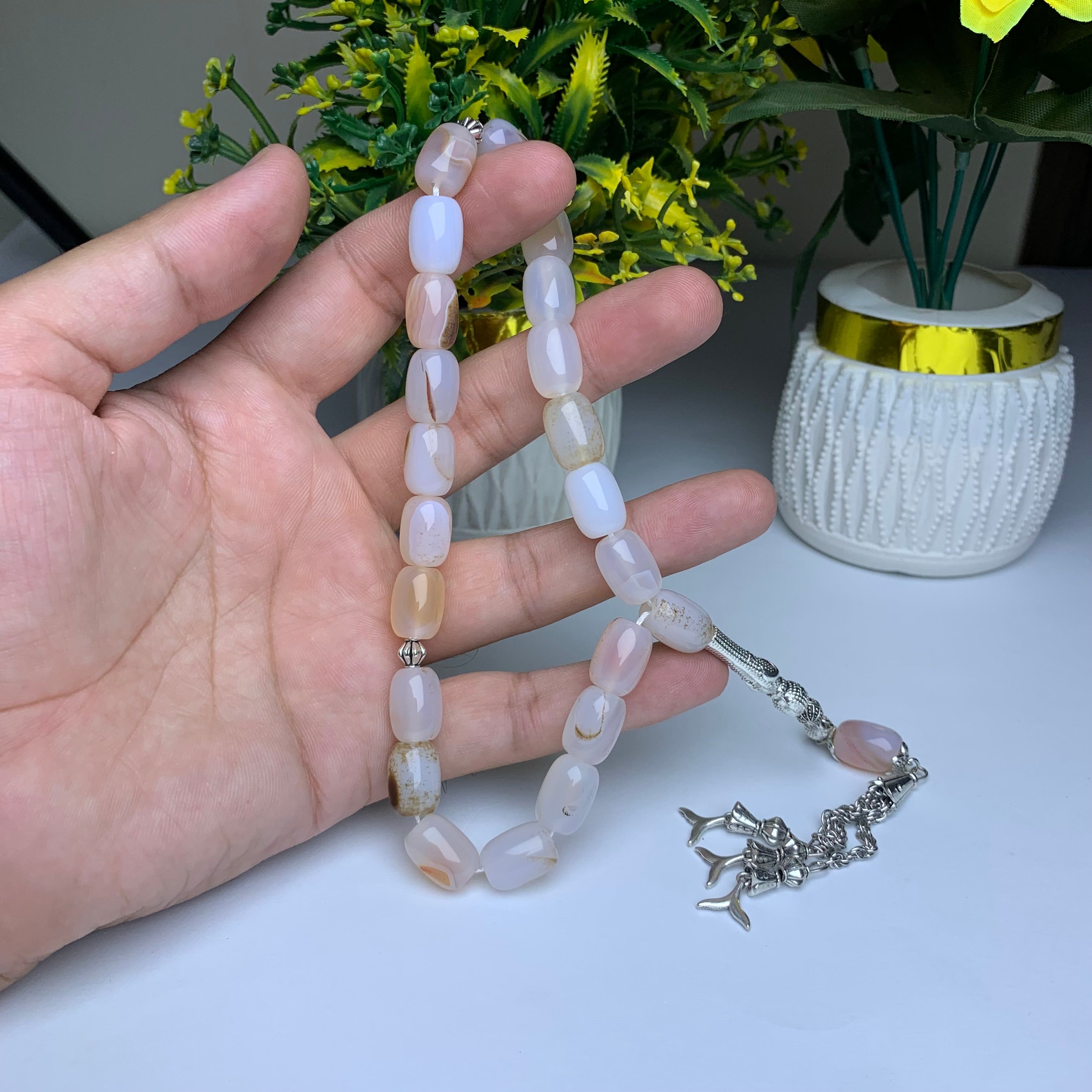 Shejri Aqeeq Tasbih – Premium Handmade Natural Agate Prayer Beads