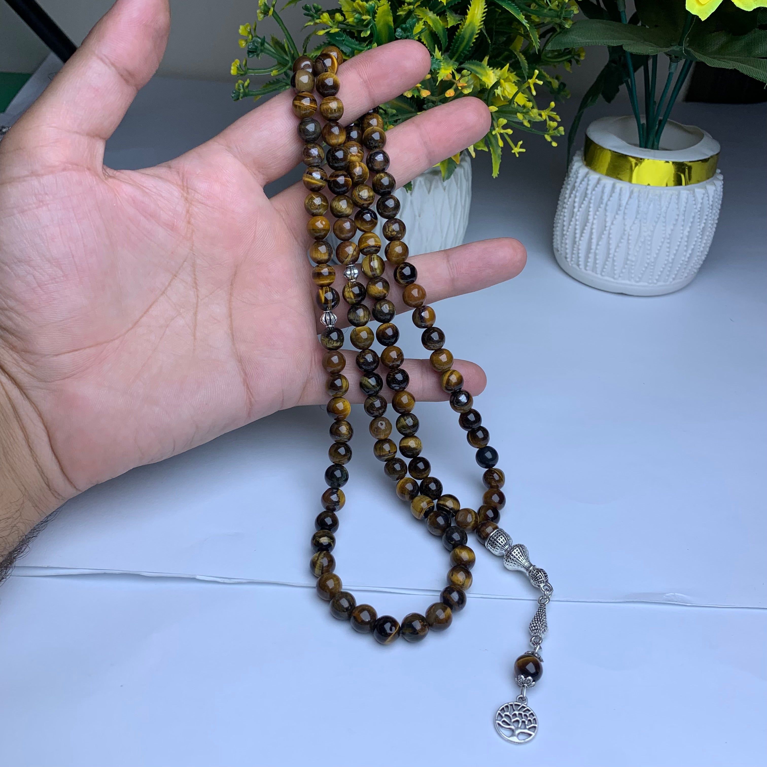 🐅 Tiger Aqeeq Tasbih – 100 Prayer Beads | 10mm Beads | Free Delivery 🚚 | ادائیگی سے پہلے پارسل کھول کر چیک کریں 📦