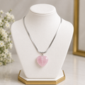 Natural Rose Quartz Heart Pendant – Polished Pink Crystal Necklace | Gemstone Jewelry Gift for Women & Men