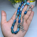 Blue Aqeeq Unique Shape Tasbih – Premium Handmade Natural Agate Prayer Beads