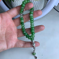Pure Emerald Color Stone Tasbih – Premium Handmade Gemstone Prayer Beads