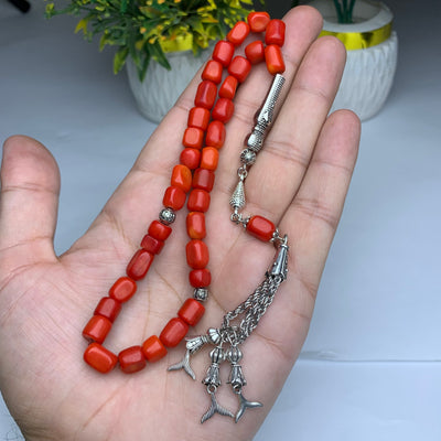 Natural Marjan Tasbih – 33 Prayer Beads | Handmade Islamic Misbaha | Premium Coral Style Tasbeeh for Daily Dhikr & Gift