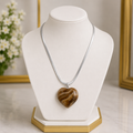 Natural Chocolate Calcite Heart Pendant – Polished Crystal Necklace | Healing Gemstone Jewelry | Gift for Women & Men