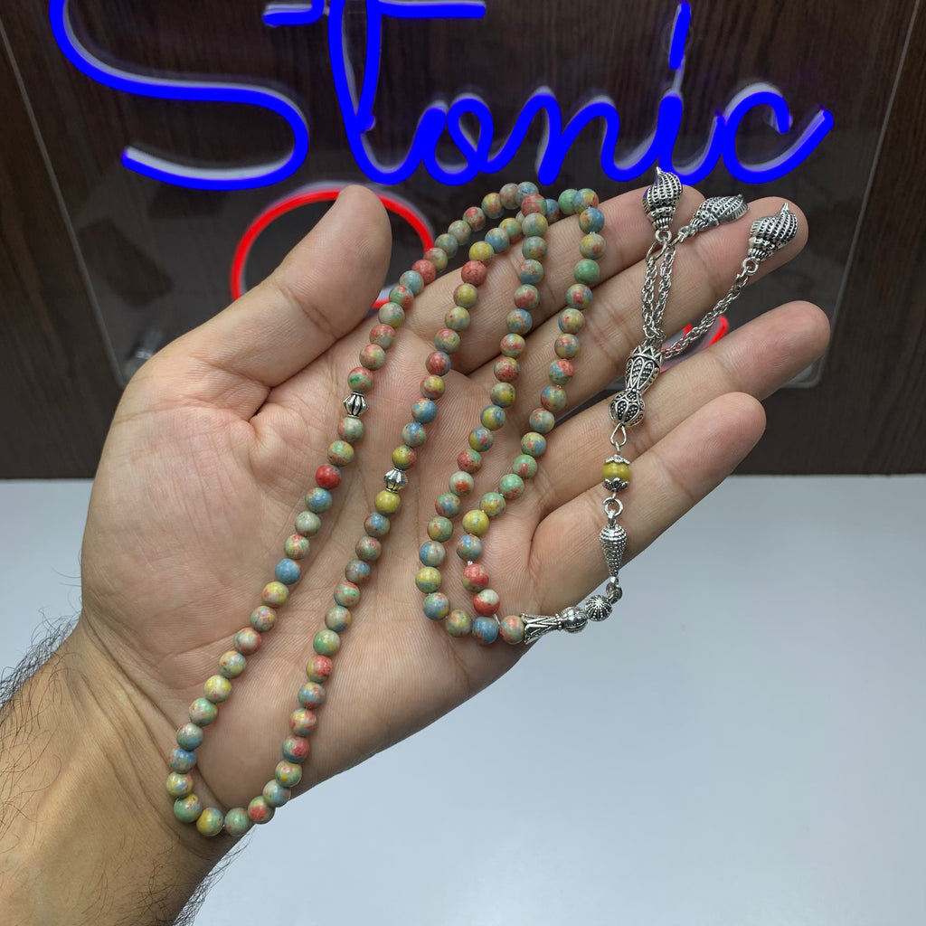 Natural Stone Tasbih – 100 Prayer Beads | 6mm Handmade Misbaha | Islamic Tasbeeh for Daily Dhikr