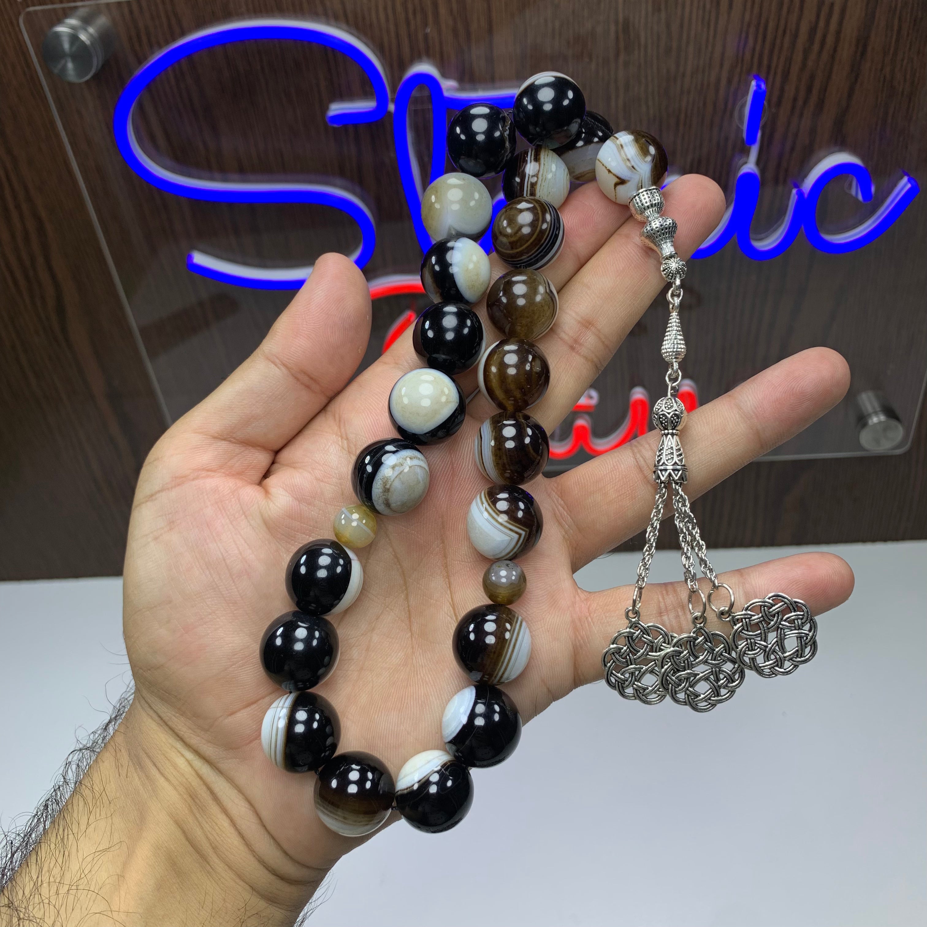 Natural Top Quality Sulamani Aqeeq Tasbih – 21 Prayer Beads | Genuine Agate Misbaha | Handmade Islamic Prayer Beads