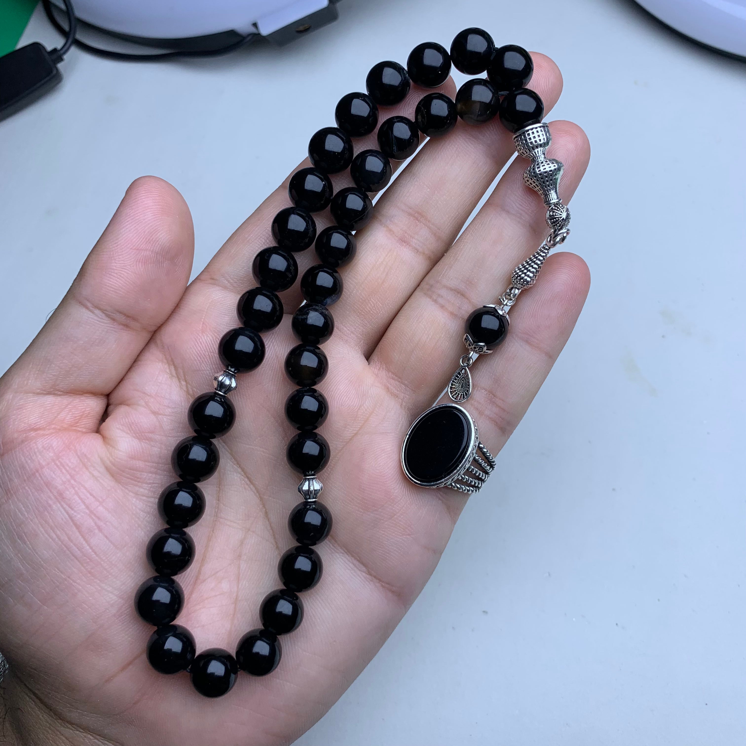 Buy 1 Get 1 FREE – Natural Aqeeq Tasbih with Gemstone Ring | Limited Time Offer