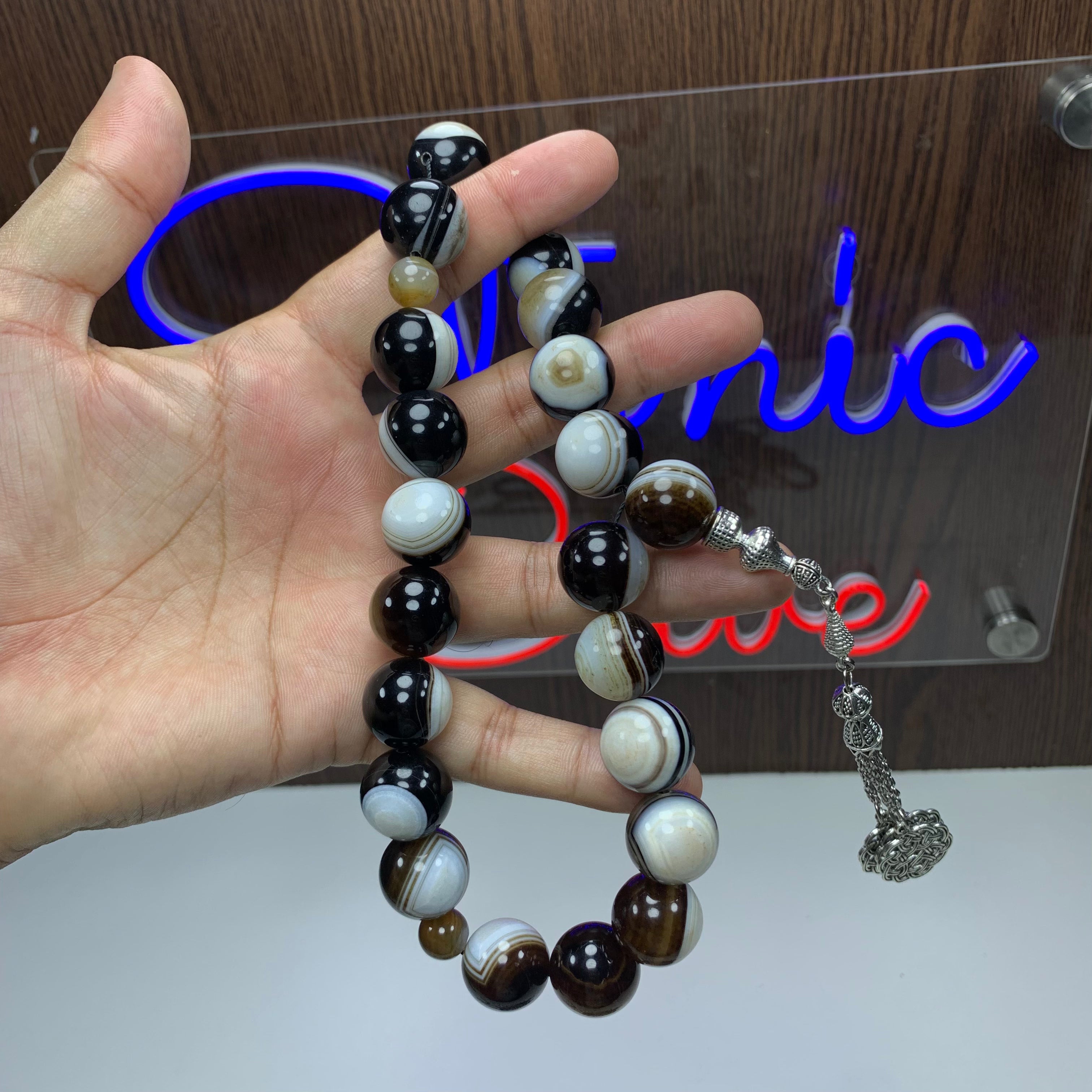 Natural Top Quality Sulamani Aqeeq Tasbih – 21 Prayer Beads | Genuine Agate Misbaha | Handmade Islamic Prayer Beads