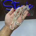 Natural Sadaf Tasbih – 100 Prayer Beads | Genuine Mother of Pearl Misbaha | Handmade Islamic Prayer Beads
