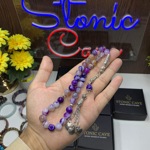 Mixed Color Natural Stone Tasbih – 33 Prayer Beads | Multicolor Gemstone Islamic Misbaha