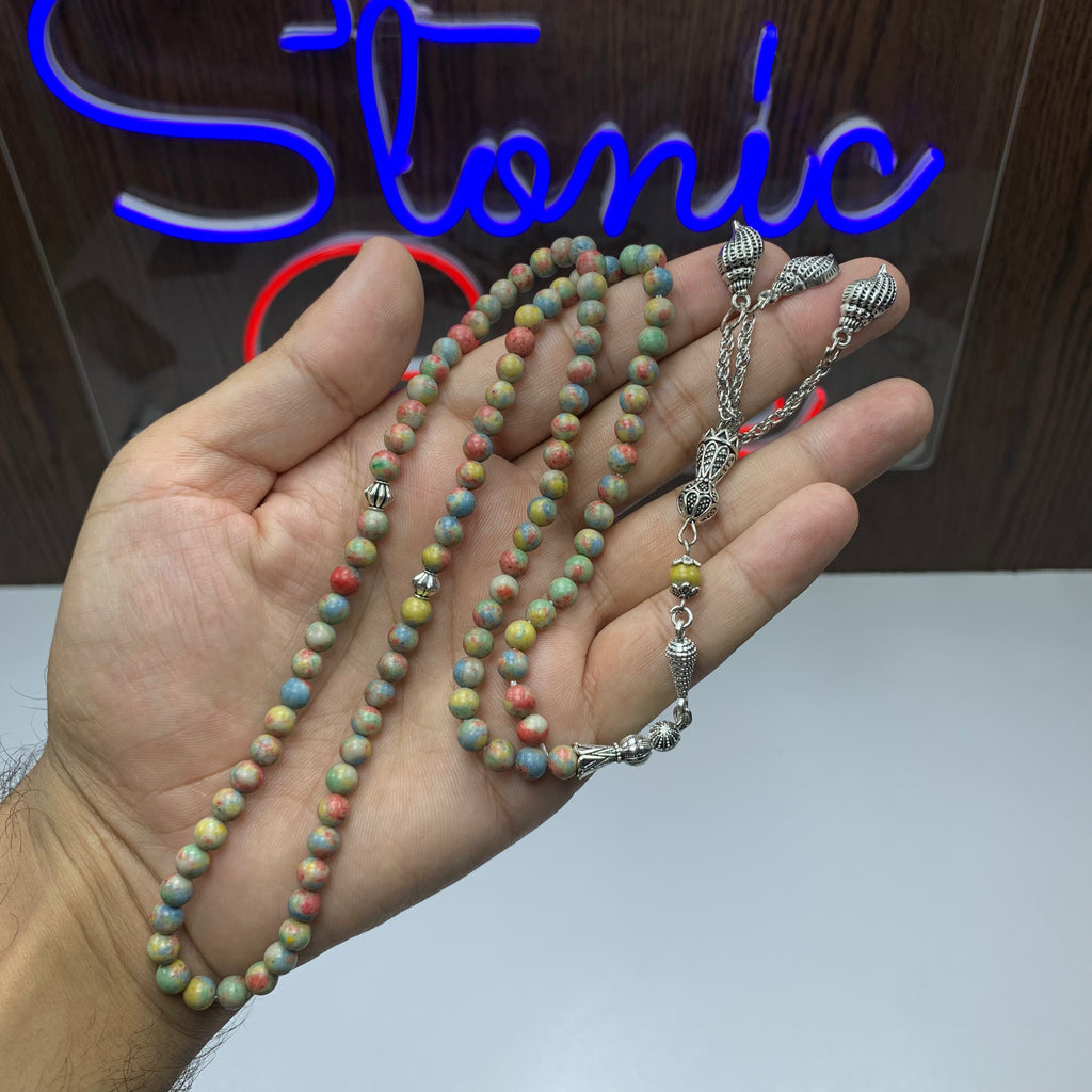 Natural Stone Tasbih – 100 Prayer Beads | 6mm Handmade Misbaha | Islamic Tasbeeh for Daily Dhikr