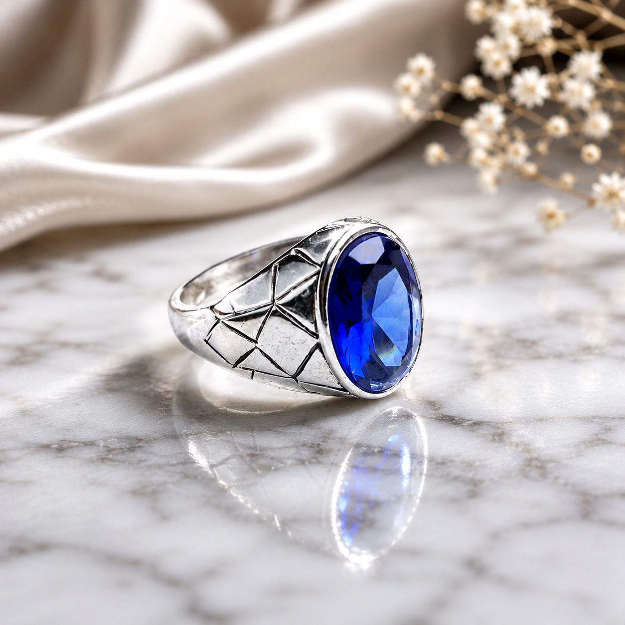 Premium Blue Neelam Zircon Ring | Cash on Delivery & Free Shipping