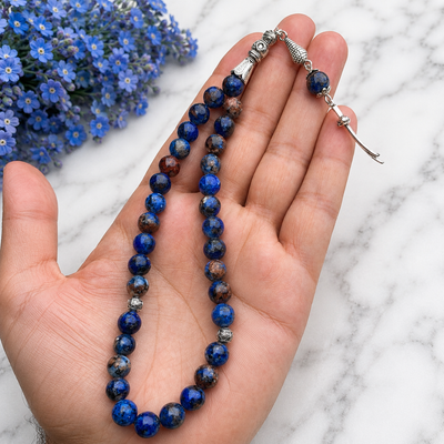 💙 Lapis Lazuli (Lajward) Tasbih – 33Prayer Beads | 8mm Beads | Free Delivery 🚚 | ادائیگی سے پہلے پارسل کھول کر چیک کریں 📦