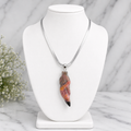 Natural Rhodonite Pendant – Polished Pink & Black Gemstone Crystal Necklace | Jewelry Gift for Women & Men