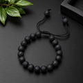 Natural Lava Stone Bracelet – Black Volcanic Stone Beads | Adjustable Bracelet