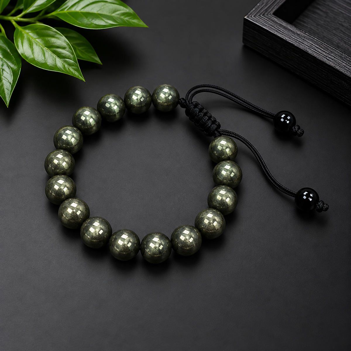 Natural Pyrite Stone Bracelet – Golden Metallic Gemstone Beads | Adjustable Bracelet