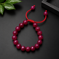 Ruby Colour Aqeeq Bracelet – Natural Agate Stone Beads | Adjustable Bracelet