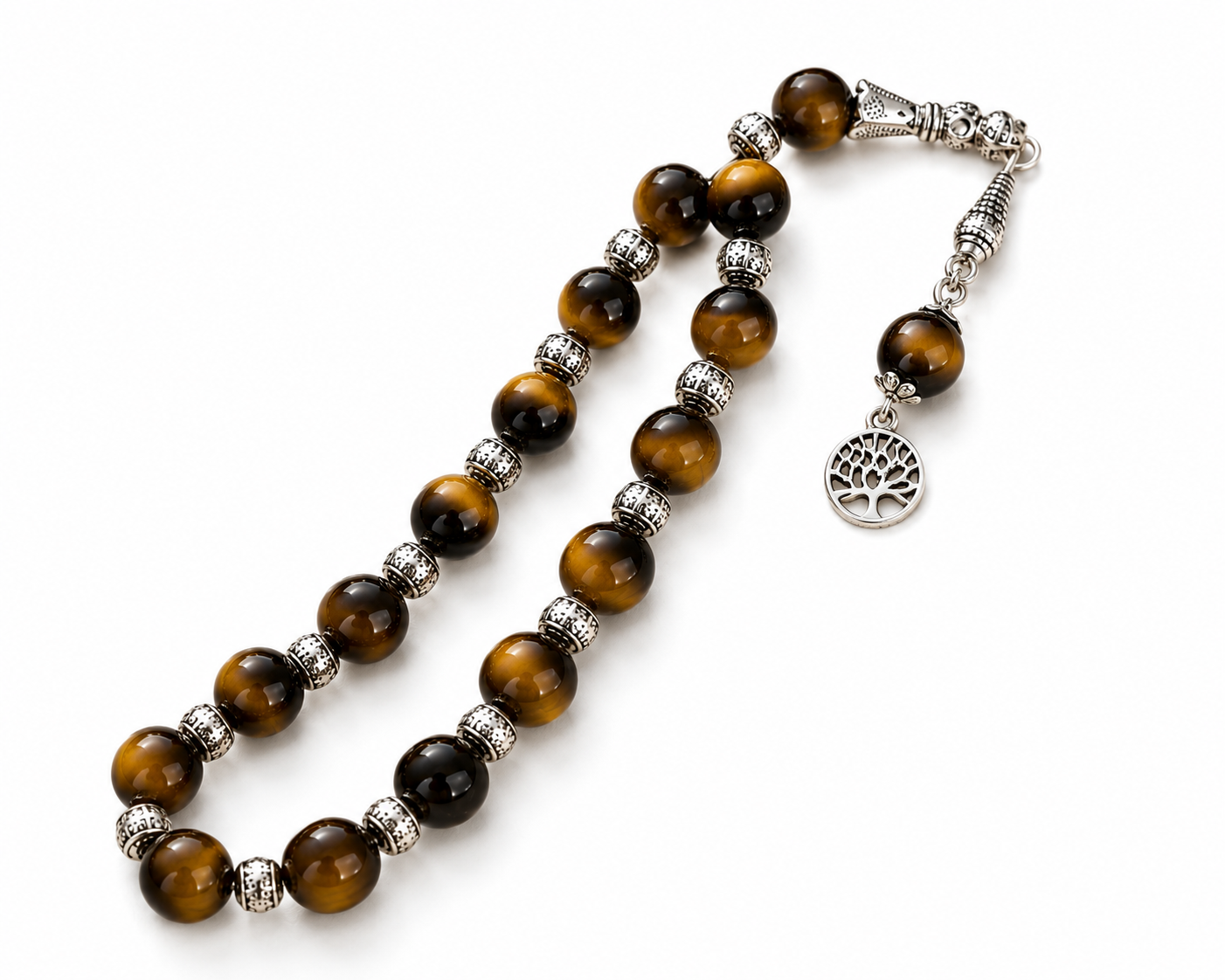 Premium Tiger Aqeeq Tasbih – Elegant Handmade Prayer Beads