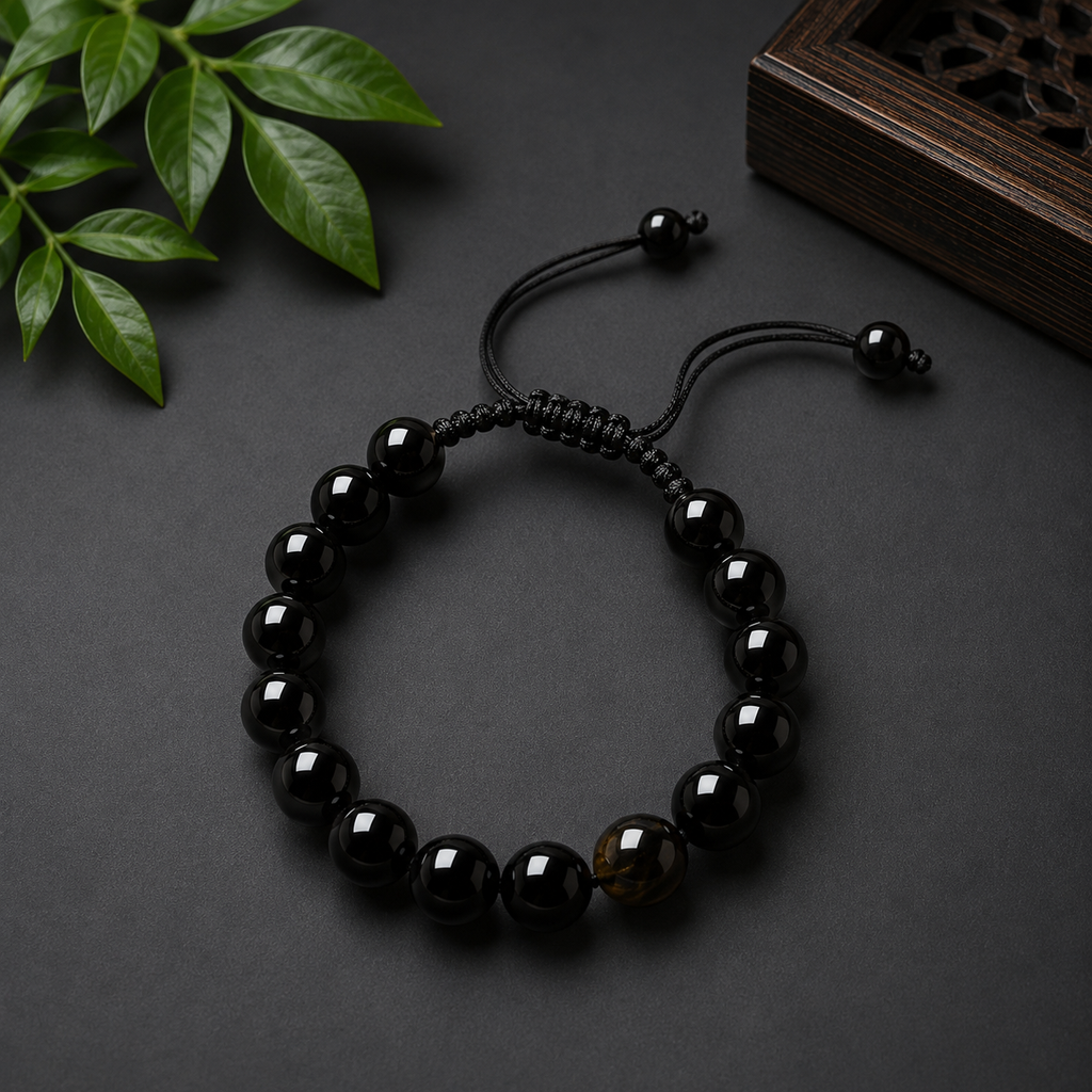 Natural Black Aqeeq Bracelet – Premium Gemstone Beads | Free Delivery