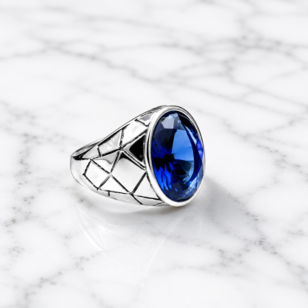 Premium Blue Neelam Zircon Ring | Cash on Delivery & Free Shipping