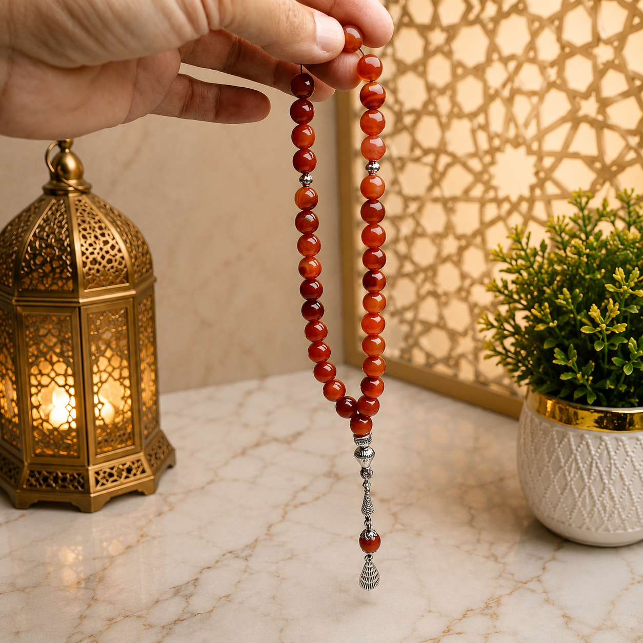🧡 Yemeni Aqeeq Tasbih – 33 Prayer Beads | 10mm Beads | Free Delivery 🚚 | ادائیگی سے پہلے پارسل کھول کر چیک کریں 📦