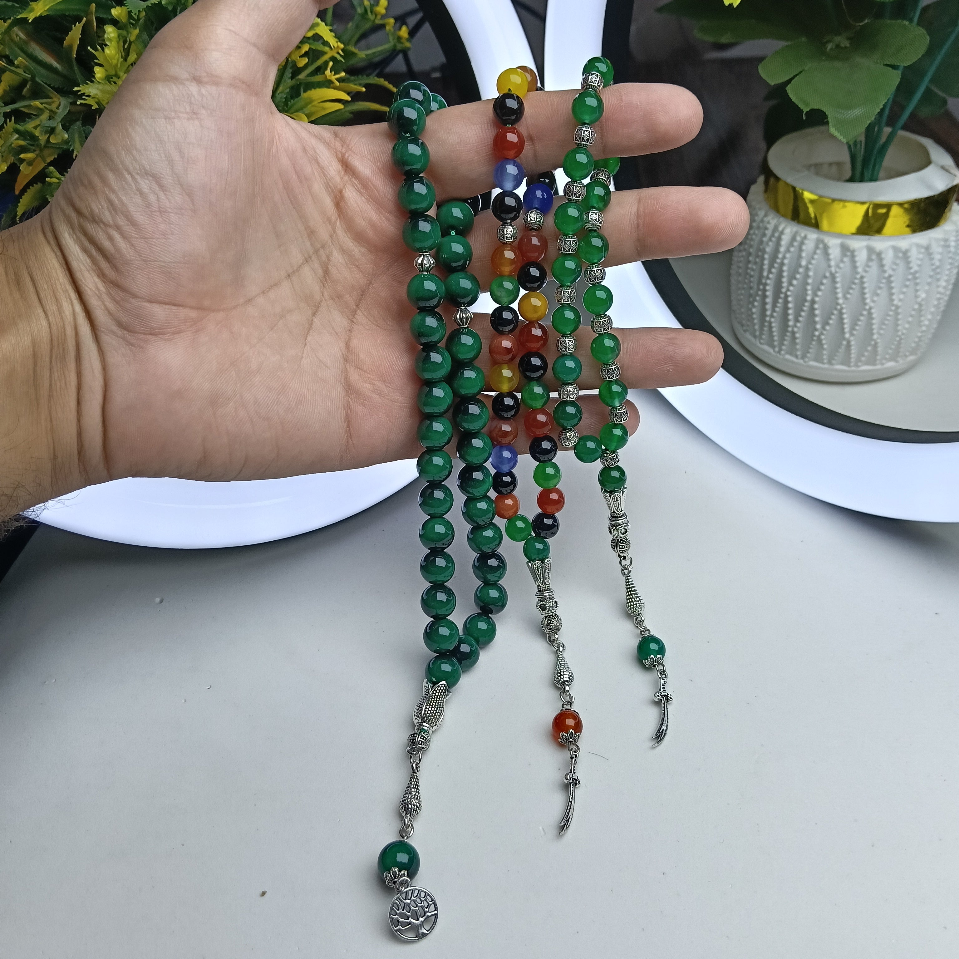 🔥 Deal of 3 Natural Aqeeq Tasbihs – Green Aqeeq, Mix Colour Aqeeq & Dark Green Aqeeq | Free Delivery 🚚 | ادائیگی سے پہلے پارسل کھول کر چیک کریں 📦