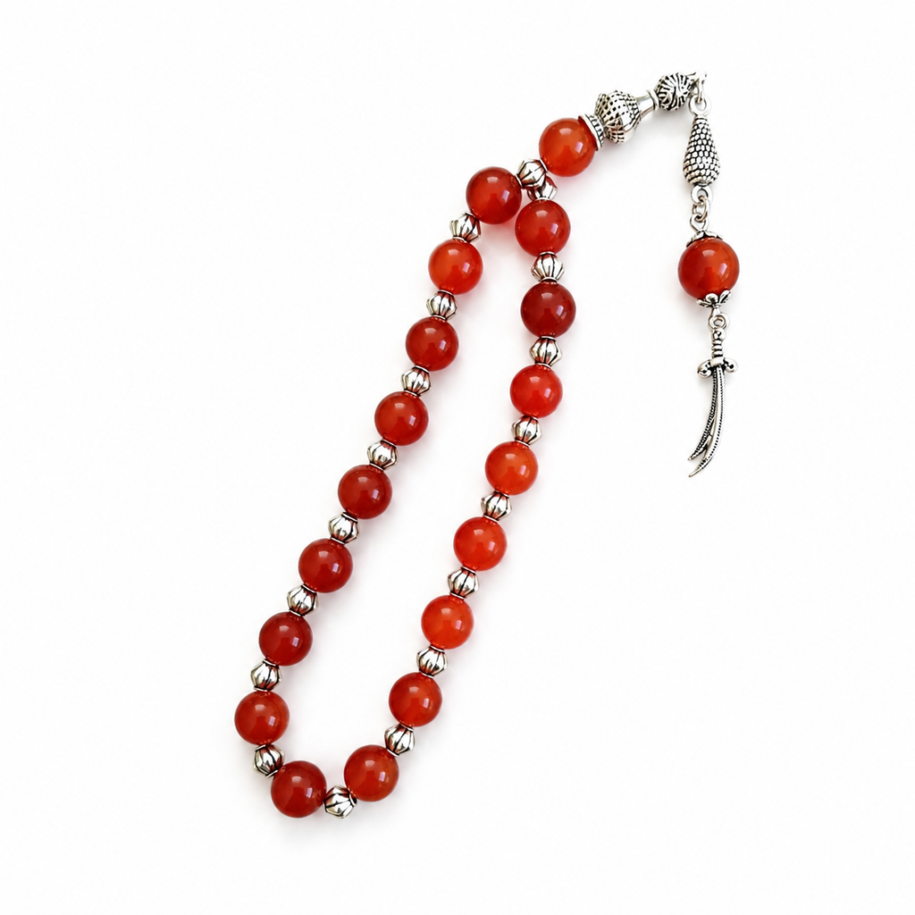 Yemeni Aqeeq Tasbih – Premium Aqeeq Stone Prayer Beads