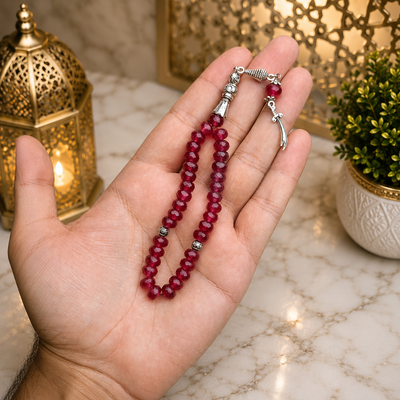 Red Garnet Stone Tasbih – 33 Prayer Beads | Free Delivery 🚚 | ادائیگی سے پہلے پارسل کھول کر چیک کریں 📦
