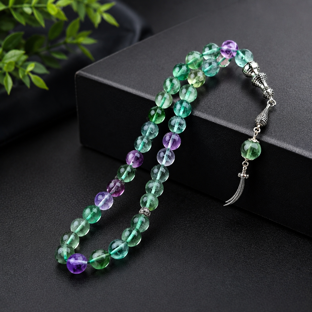 Natural Fluorite Stone Tasbih – 33 Beads Premium Prayer Tasbih | Free Delivery Across Pakistan