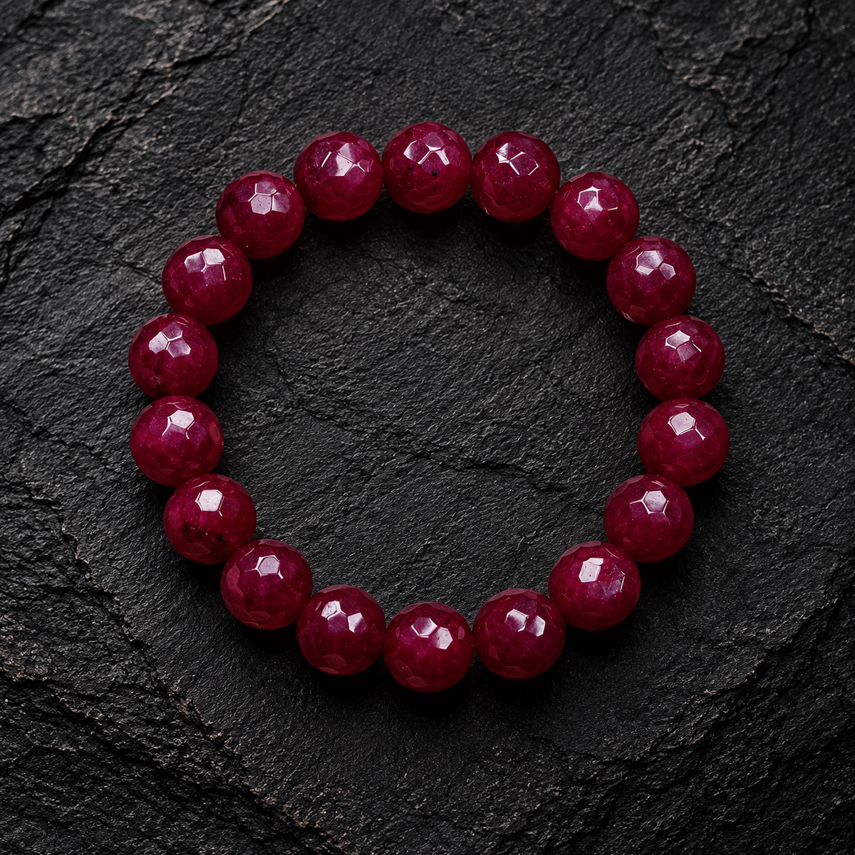 Premium Ruby Red Gemstone Beaded Bracelet