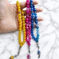 🔥 Deal of 3 Natural Stone Tasbihs – Yellow Aqeeq, Blue Neelum Colour Aqeeq & Pink Aqeeq | 33 Prayer Beads | 10mm Beads | Free Delivery 🚚 | ادائیگی سے پہلے پارسل کھول کر چیک کریں 📦