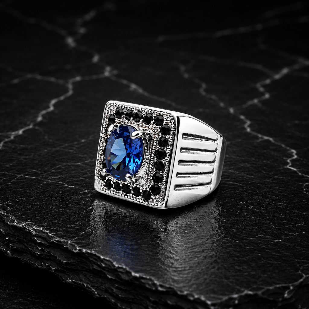 Natural Neelum Zircon Stone Ring for Men | Elegant Handmade Gemstone Ring