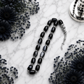 Black Sulamani Aqeeq Tasbih – Premium Handmade Natural Agate Prayer Beads