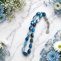 Blue Aqeeq Unique Shape Tasbih – Premium Handmade Natural Agate Prayer Beads