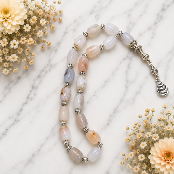 Shejri Aqeeq Tasbih – Premium Handmade Natural Agate Prayer Beads