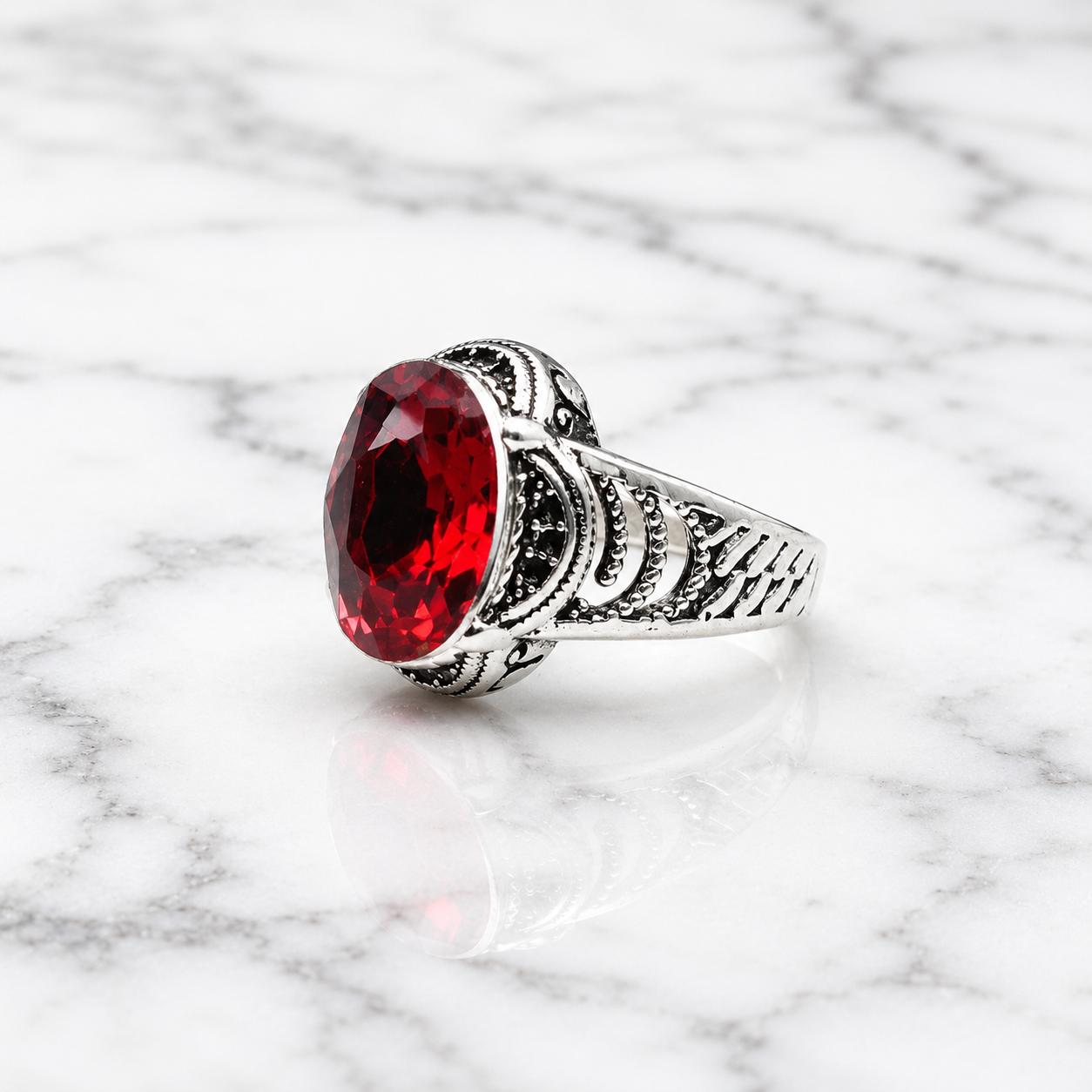 Premium Red Ruby Colour Zircon Ring | Cash on Delivery & Free Shipping