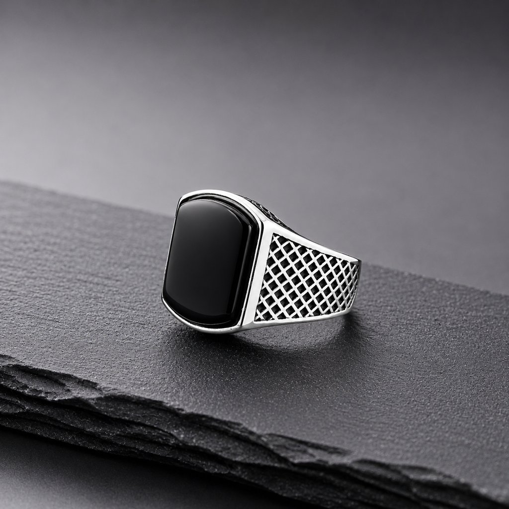 Premium Black Aqeeq Ring | Cash on Delivery & Free Shipping