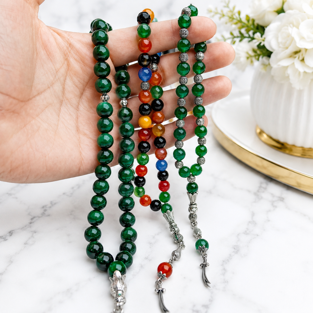 🔥 Deal of 3 Natural Aqeeq Tasbihs – Green Aqeeq, Mix Colour Aqeeq & Dark Green Aqeeq | Free Delivery 🚚 | ادائیگی سے پہلے پارسل کھول کر چیک کریں 📦