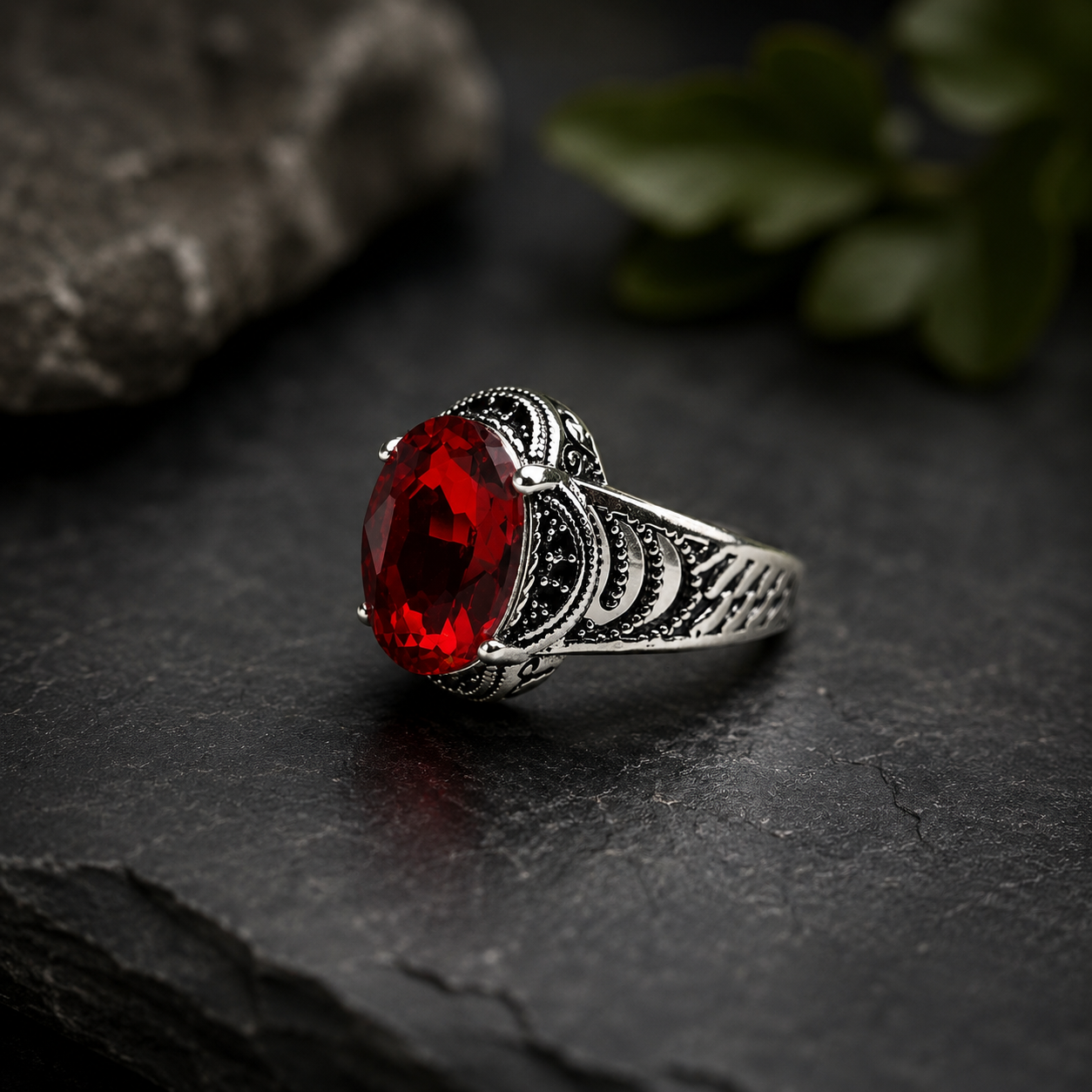 Premium Red Ruby Colour Zircon Ring | Cash on Delivery & Free Shipping