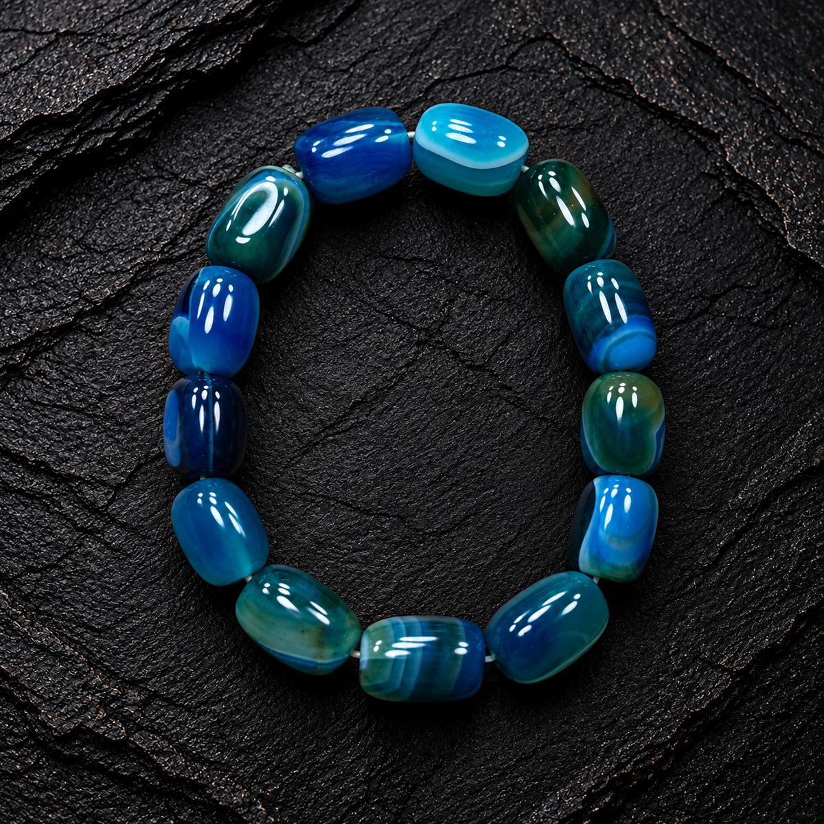 Premium Blue Agate Gemstone Bracelet