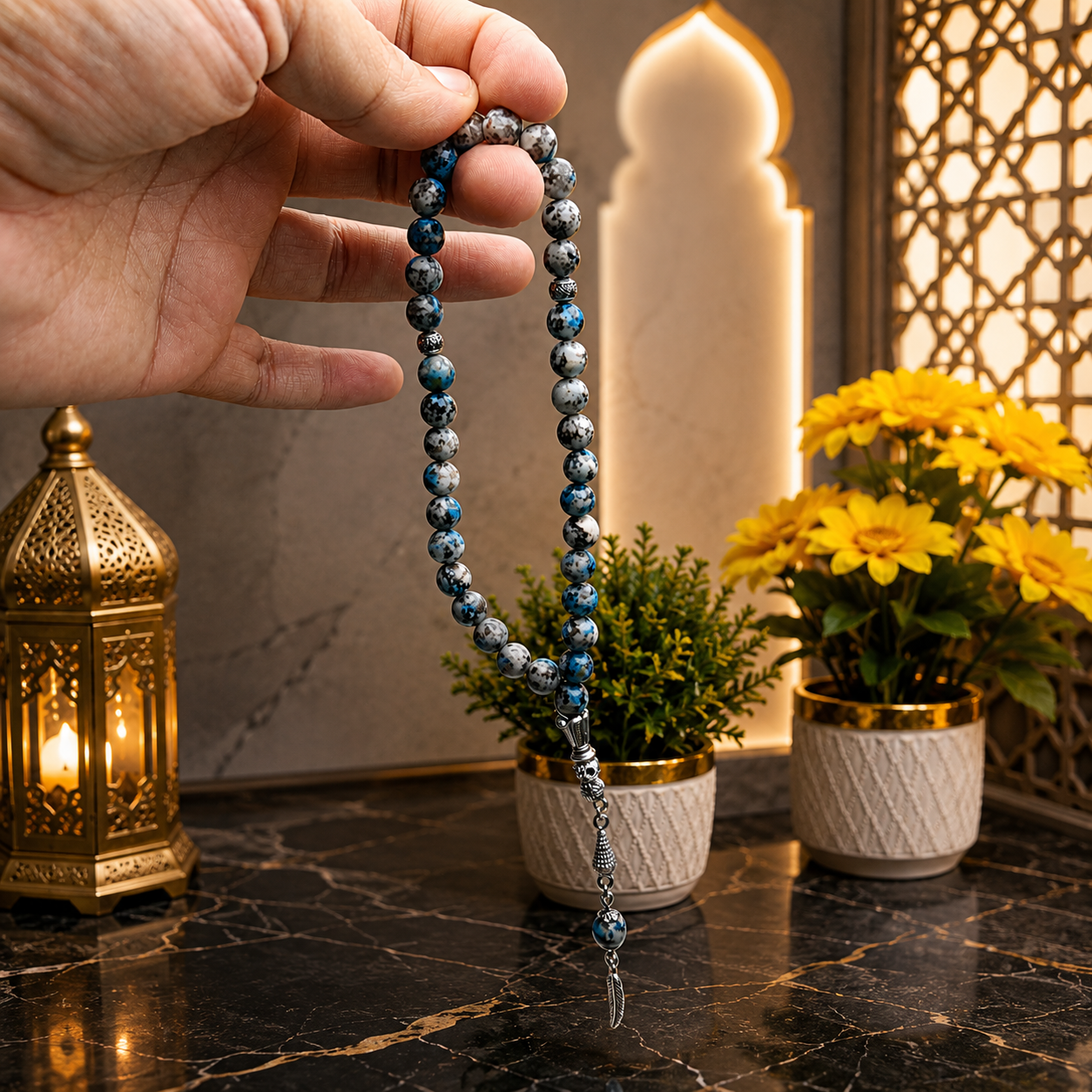 🌌 K2 Night Stone Tasbih – 33 Prayer Beads | 8mm Beads | Free Delivery 🚚 | ادائیگی سے پہلے پارسل کھول کر چیک کریں 📦