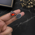 Couple Ring Deal – Red Zircon & Black Aqeeq Ring | Free Home Delivery
