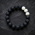 Lava Stone & White Pearl Bracelet