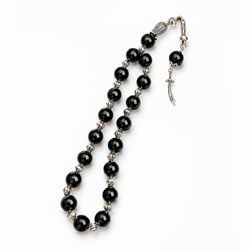 Black Aqeeq Tasbih – Handmade Islamic Prayer Beads