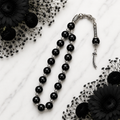 Black Aqeeq Tasbih – Handmade Islamic Prayer Beads