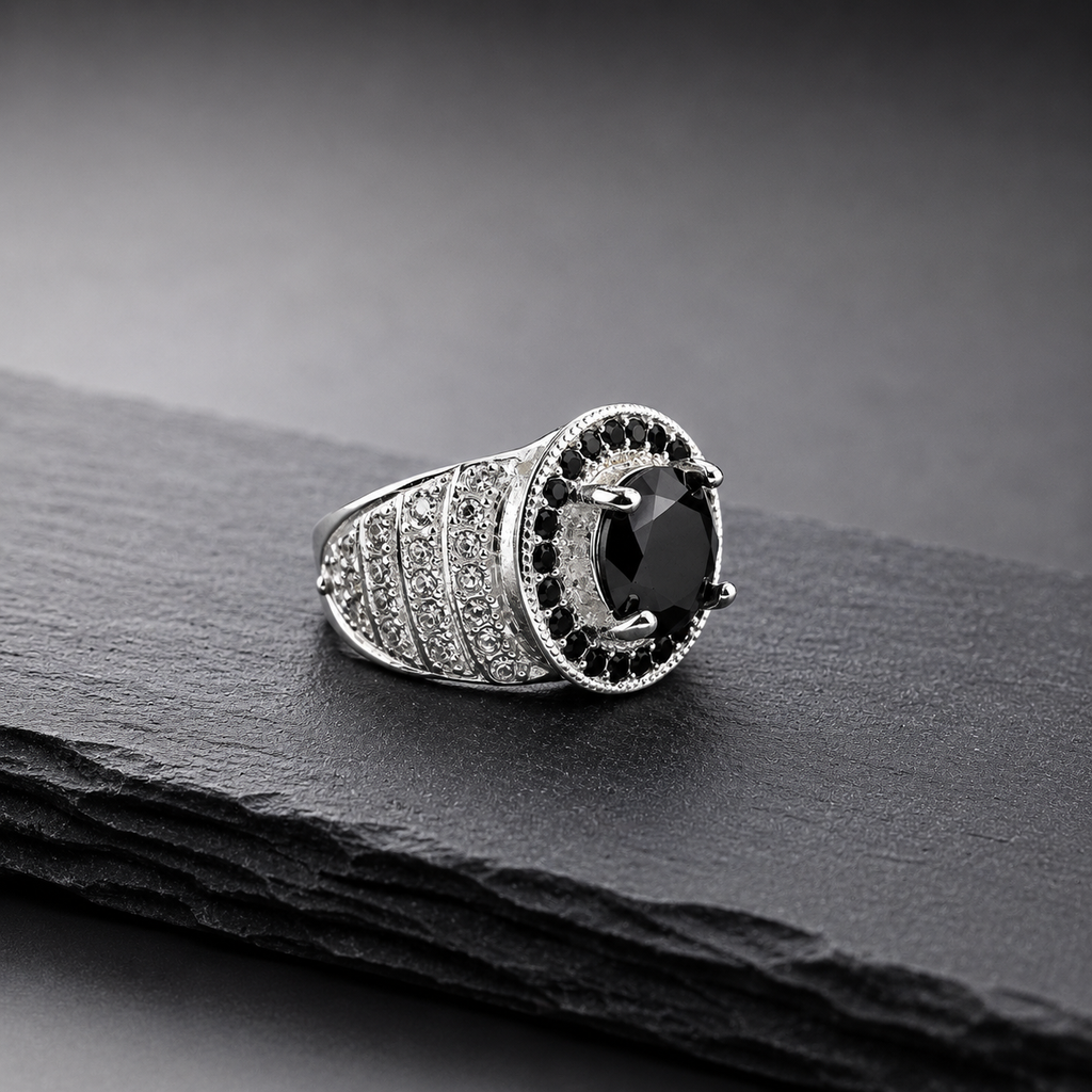 Premium Black Zircon Ring | Cash on Delivery & Free Shipping