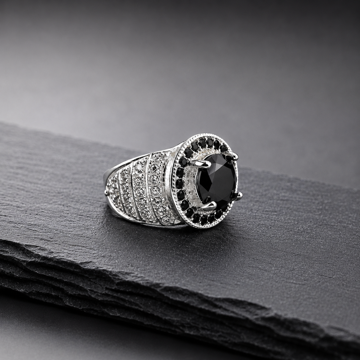 Premium Black Zircon Ring | Cash on Delivery & Free Shipping