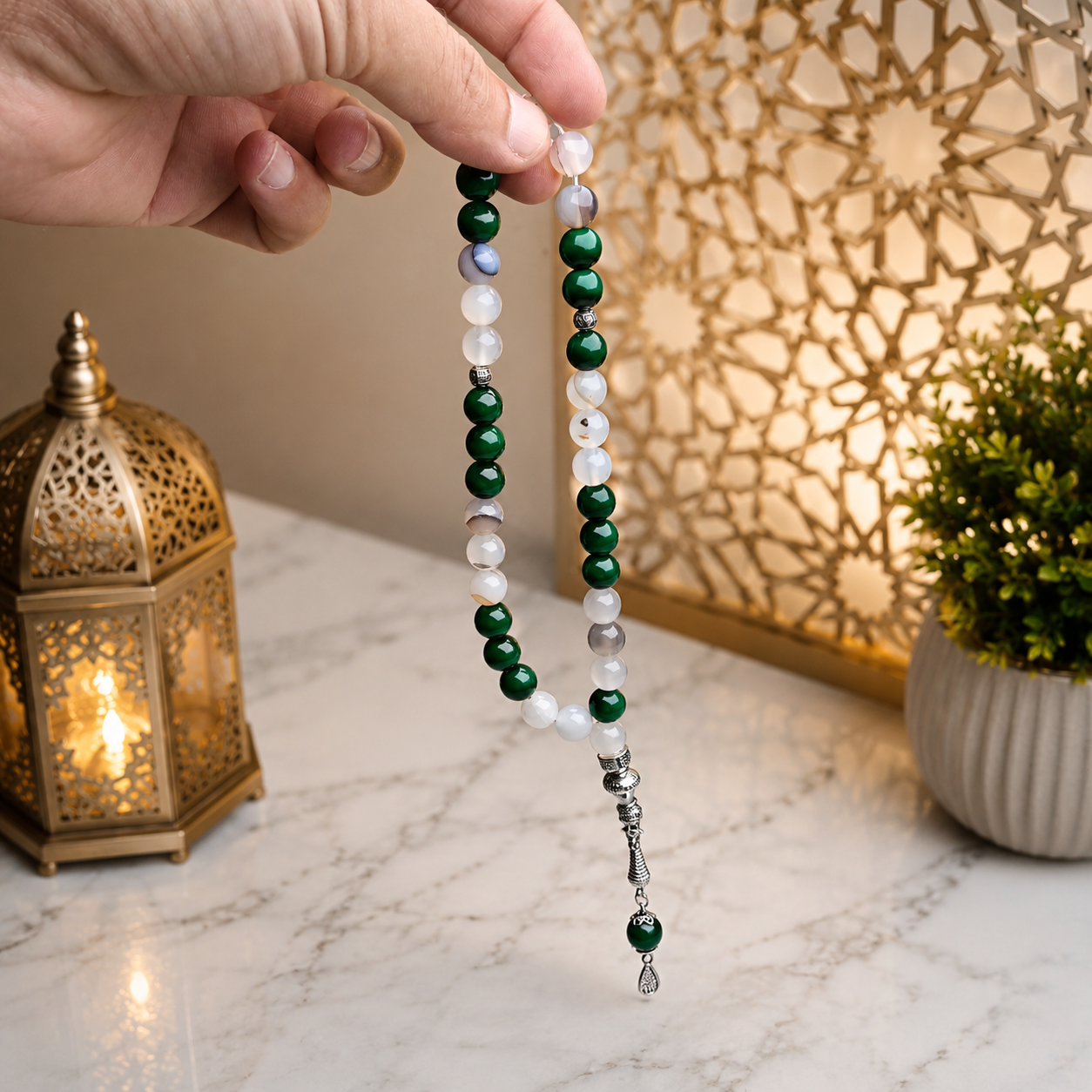 Shejri Mix Aqeeq Tasbih – 33 Prayer Beads | 10mm Beads | Free Delivery 🚚 | ادائیگی سے پہلے پارسل کھول کر چیک کریں 📦