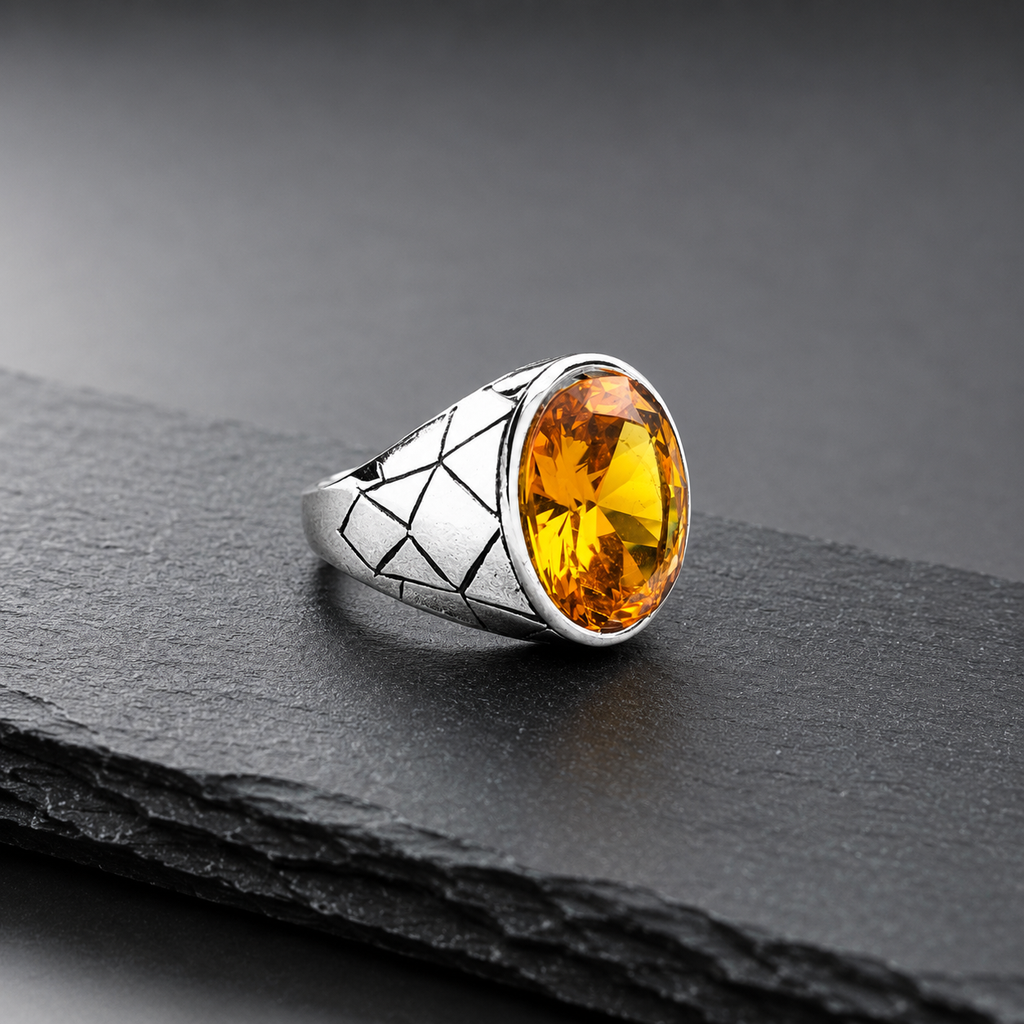 Premium Pukhraj Colour Zircon Ring | Cash on Delivery & Free Shipping